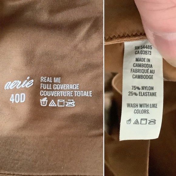 AERIE Real Me Full Coverage Underwire Bra Copper Brown 40D Smooth T-shirt Bra - Picture 6 of 11
